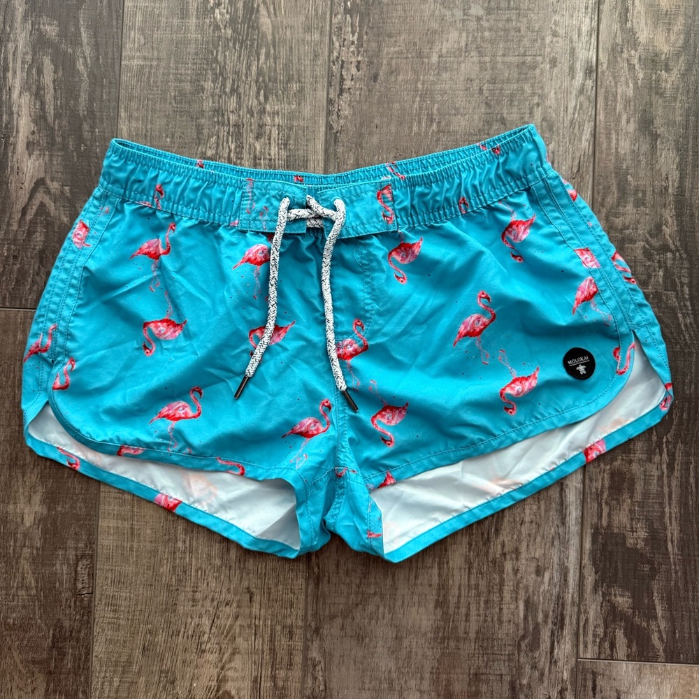 Teal Flamingo Swim Shorts
